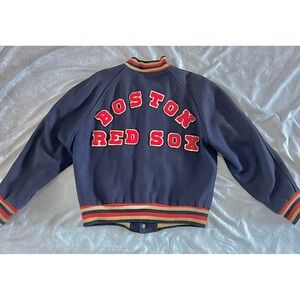 Vintage 1940s Boston Red Sox‎ Wool Varsity Jacket Hatcher's Lynn MA Leather Trim